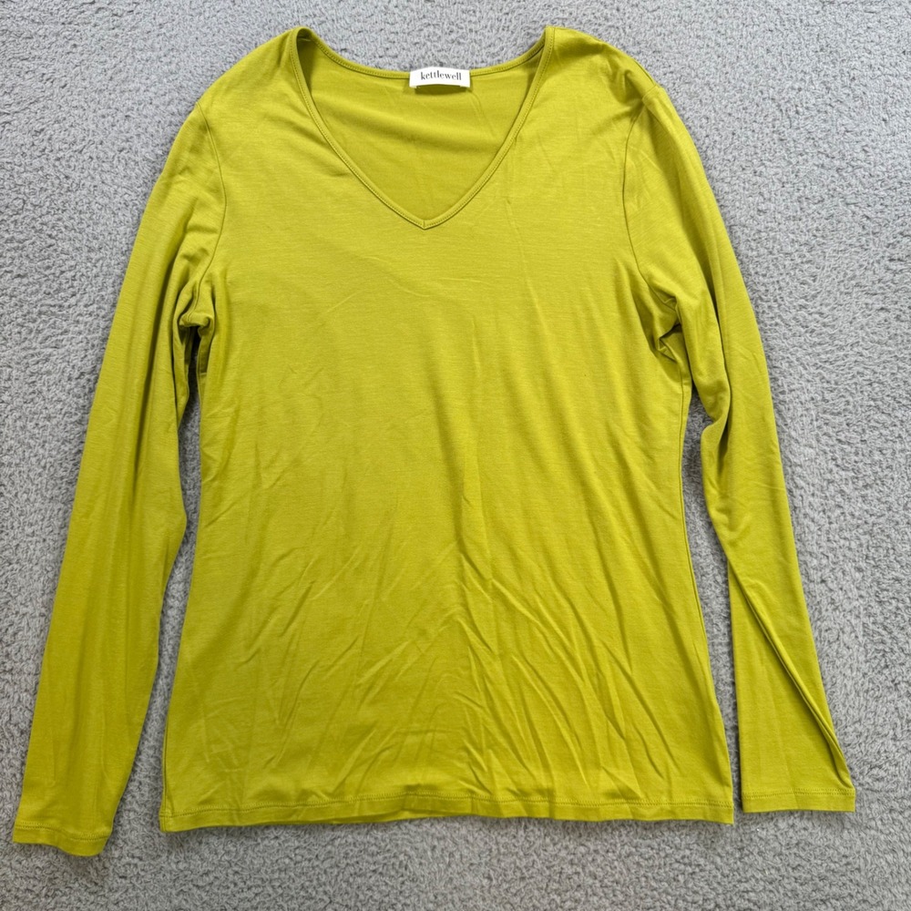 Kettlewell Green V Neck Long Sleeve Modal Elastane Top‎ Women's Size L